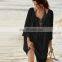 Summer Large Size V-neck Lace Shirt Loose Bikini Swimsuit Outer Cover Beach Sunscreen Cover For Women Holiday Wear Perfect Gift