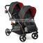 Double baby stroller prame black red twins baby stroller