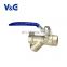 1/2" - 1 Inch Chrome Plated Ball Butterfly Handle 3 Way Water Brass Ball Valve With Y Strainer