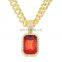 Mini Jewelry Necklace With Cuban Pendant Link Chain Gemstone Necklace Hip-hop Mens Ruby Necklace