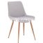 Linen Fabric Dining Chair With Wood Effect Leg For Home Dining Room