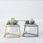 Ins Balcony Mini Pots Iron Home Garden Clear Gold Wholesale Luxury Triangle Shaped Porcelain Indoor Flower Pot With Stand