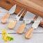 Amazon Hot sell 4pcs Cheese Knife Tool Set Unique Stainless Steel Cheese Knife Set with Wooden Handle