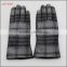 Mens leather and gingham checks fabric gloves touch screen lining polyester