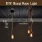 Retro DIY Art Hemp Rope Pendant Light Length 150cm Creative Dining Room LED Droplight E27 Lamp