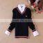 Deep v neck school formal cashmere wool sweater 2016 spring, kids long sleeve pullover