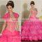 New Designer Gorgeous Luxury red yellow Organza Ruffled elegant quinceanera dresses with Jacket MLQ-286