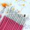 Professional 15pcs nail polish brush pink color acrylic nail art brush set