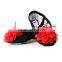 wholesale fashion beautiful dance wear black with big red flower shoes baby girls ballet dance shoes