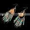 Vintage Bohemia Style Big Ellipse Hoop Frabic Tassel Tiny Beads Linked Earring Pearl Tassel Boho Dangle Earrings For Women
