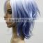 Blue short hair wig 150% density european hair full lace kinky straight wig