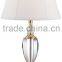 wholesale high quality America modern room table lamp with crystal lampstand and white fabric shade