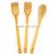SP3-200/ 3 Piece Nature Bamboo Wooden Spoons and Kitchen Tool Fork and Spatula in Holder Stand