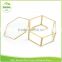 Factory sale Hexagon brass geometric shape Modern Home Decor Jewelry mirror Container glass luxury wood box gift
