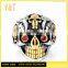 Jingli Jewelry Casting Gold Men's Stainless Steel Skull Biker Rings With Red Eyes (HS-030)