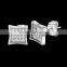 Women's fashion jewelry square shaped clear AAA round cz diamond stud earrings