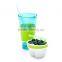 Snackeez 2 In 1 Drinking Snack Promotional Fruit Clear PP Plastic Juice Water Cold Drink Cup