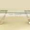 Indoor or Outdoor Tempered Glass Dining Table Metal Legs