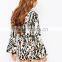 China Factory OEM ODM 2015 Hot Sale Customized Leopard Print Romper With Fluted Sleeve