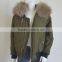 Myfur Newest MA1 Bomber Jacket with Real Raccoon Fur Collar Reversible Jackets