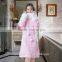 Popular Long Style Design Cute Girls and Women's Coral Fleece Night Skirt Hearted Bathrobe and with Round Collar