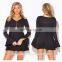Black Ruffle V Neck Party Dress With Long Bell Sleeve