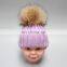 Natural Fur Pompom Hat For Man And Women And Children With Raccoon Ball