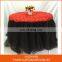 China Factory Latest Design Red Rosette Black Tulle Table Skirt Designs