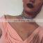 Multilayer Row Clear Rhinestone Silver Choker Collar Necklace