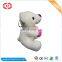 Beige fancy soft bear animal sitting plush stuffed keychain with heart toy