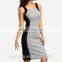 2016 Gray Bodycon Sexy Summer Casual Patchwork Sleeveless Back Slit Pencil Dress for Women Fashion Tank Dresses