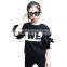 Teenager Girls White Sweater Long Sleeves Black Ruffle Sleeves Shirt for Fall Kids Girls Fashion Casual Top 5-9years
