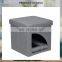 Reatai high quality PVC fabric foldable long cat bed leather pouffe storage ottoman