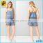 Adjustable Spaghetti Straps Round Neckline Tencel Women Denim Romper