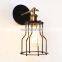 2019 Vintage Industrial Iron Cage Wall Lamp Retro E26 E27 Metal Lamp Holder Home Bedroom Corridor Warm Light Lamp