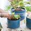 Outdoor Large Big Blue Garden Round Cylinder Ceramic Planter Plant Flower Pots With Drainage Hole