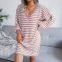 New striped hollow sweater dress knitted dress