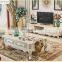 European Wooden TV stands Luxury Marble Table Set Solid Wood Carving Multi-Size Optional