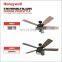 Professional OEM modern industrial style low voltage 110v or 220v wood color blades E27 lamp ceiling fan with remote control