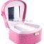 popular sell pink red leather jewlery display box with mirror,custom make locked pink leather multi-drawer jewelry box case                        
                                                Quality Choice