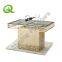 wholesale modern gold stainless steel with glass top crystals wedding dining table for banquet hotel