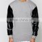 2016 OEM Custom Mens Grey Side Zip PU Sleeve Sweatshirts