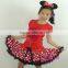 Red flower girl pettiskirt set polka dot bloom kids outfits mickey spot child tutus suit