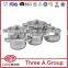 New style stainless steel cookware set with induction base for waterless cooking