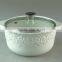 Cream ceramic flower embossing soup tureen with glass cover/lid in stock for home use