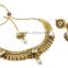 Indian Traditional Gold Tone Polish Beautiful Look Party Wear Necklace Tikka With Pearl Drop For Women