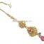 Indian Traditional Antique Gold Tone Polish Matha Tikka With Ruby Drop
