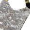 silver sequin lip print baby infant bubble romper with hanging tulle