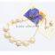 Women hexagon charm gold jewelry ladies elegant pearl necklace