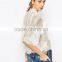 Fashion design women's white lace fancy lace tight blouse